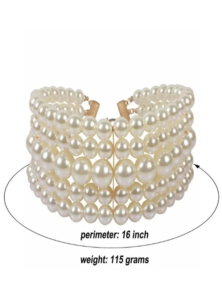 5 Layer Pearl Necklace Earings For Girls