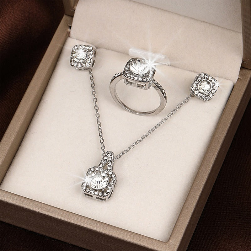Korean Fashion Square Earrings Ring Gift Qoddess