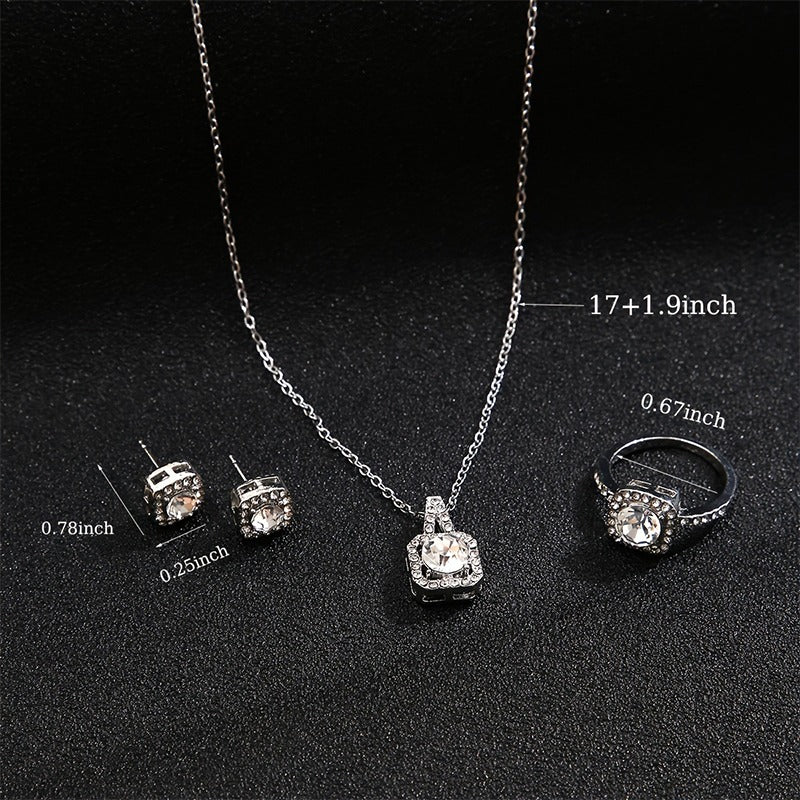 Korean Fashion Square Earrings Ring Gift Qoddess
