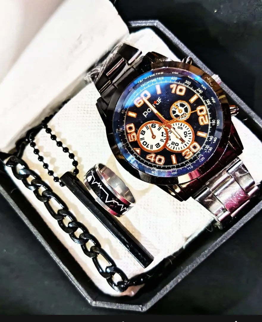 Pack Of 4 /Only Watch Top Fashion Men's Business Watch Deal -